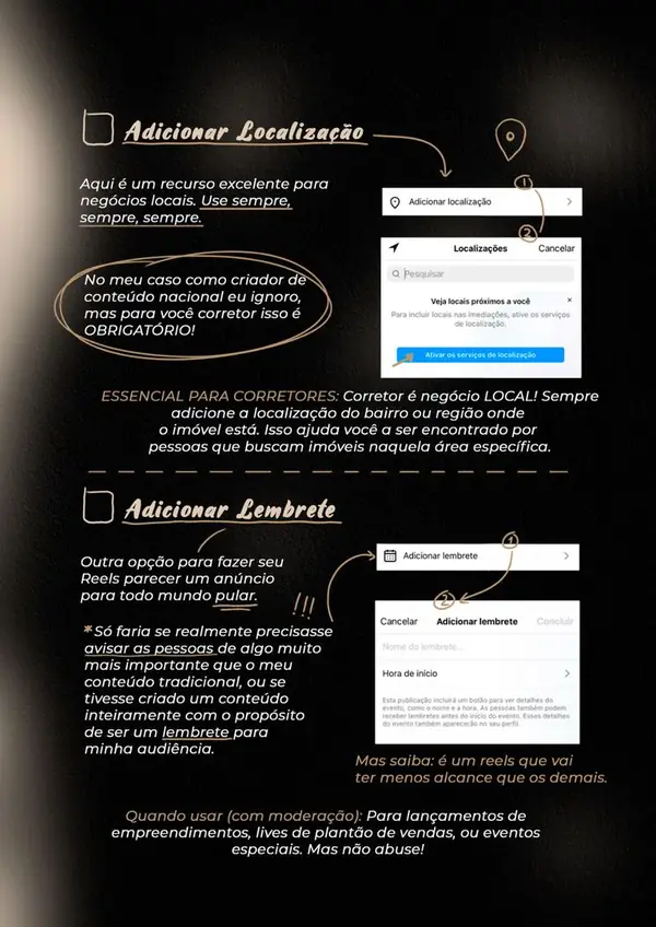 Página: adicionar localização e lembrete